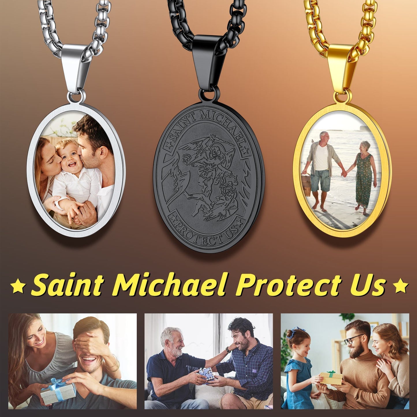 Customized Saint Michael Necklace With Picture for