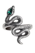 Serpent Gothic Ring With Green Austrian Crystal
