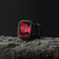 Shiny Gemstone Black Ring