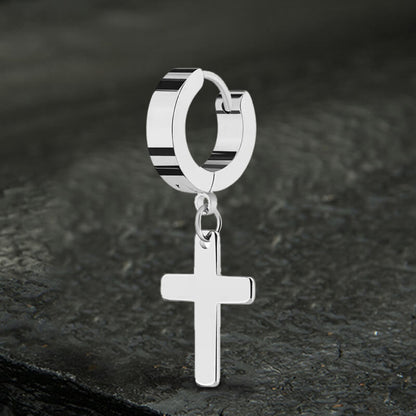 Simple Cross Stainless Steel Hoop Earrings
