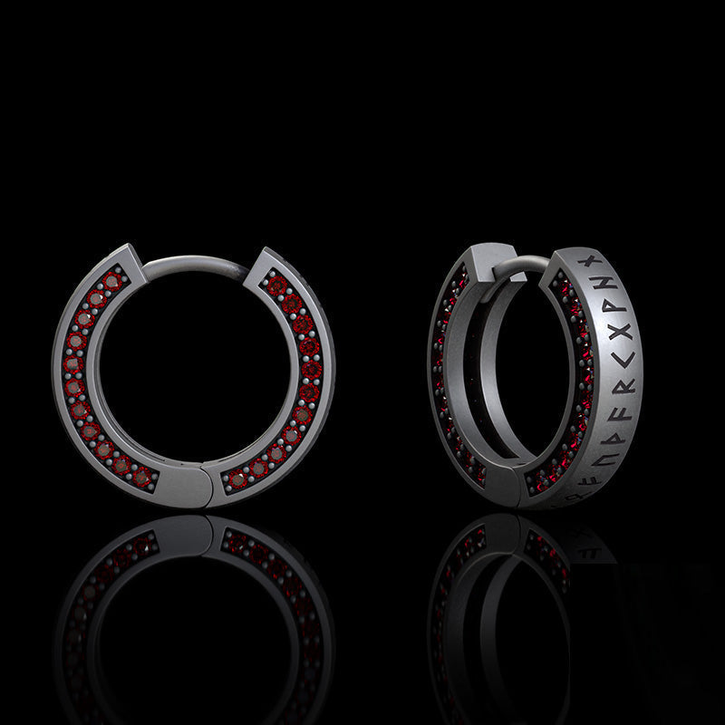 Simple Viking Runes Zircon Sterling Silver Stud Earrings