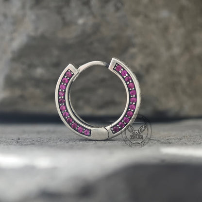 Simple Viking Runes Zircon Sterling Silver Stud Earrings