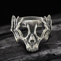 Skeleton Hand Head Sterling Silver Skull Ring