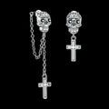 Skull Cross Sterling Silver Asymmetric Stud Earrings