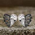 Skull Face Heart Sterling Silver Stud Earrings
