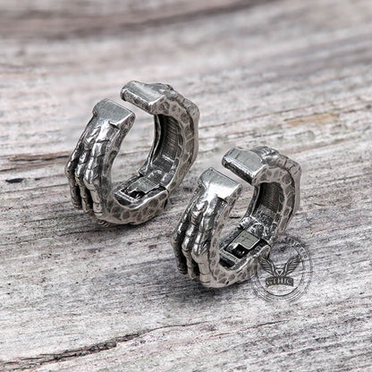 Skull Hand Stainless Steel Ear Cuffs