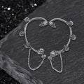 Skull Heads Stainless Steel Ear Cuffs Chain Earrings