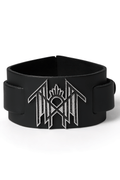 Sleep Token Pewter Logo Black Leather Bracelet