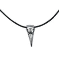 Silver Raven Skull on Fine Black Leather Necklace Cord - 18" to 20"