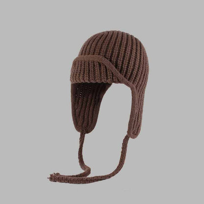 Color All-match Lace-up Knitted Beanie Hat