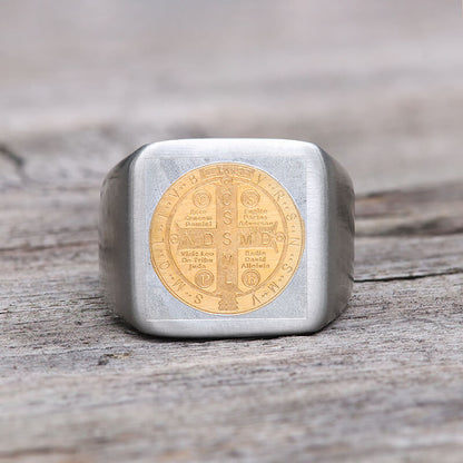 St. Benedict Cross Stainless Steel Christian Ring