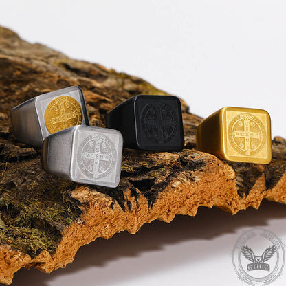 St. Benedict Cross Stainless Steel Christian Ring