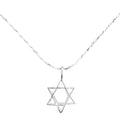 Sterling Silver Mini Star of David Pendant on Silver Cable Chain Necklace, 18"