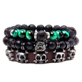 Style Set Multiple Charm Bracelet Natural Stone Beads / Leather Braided Bracelet