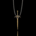 Sword and Shield Sterling Silver Skull Pendant