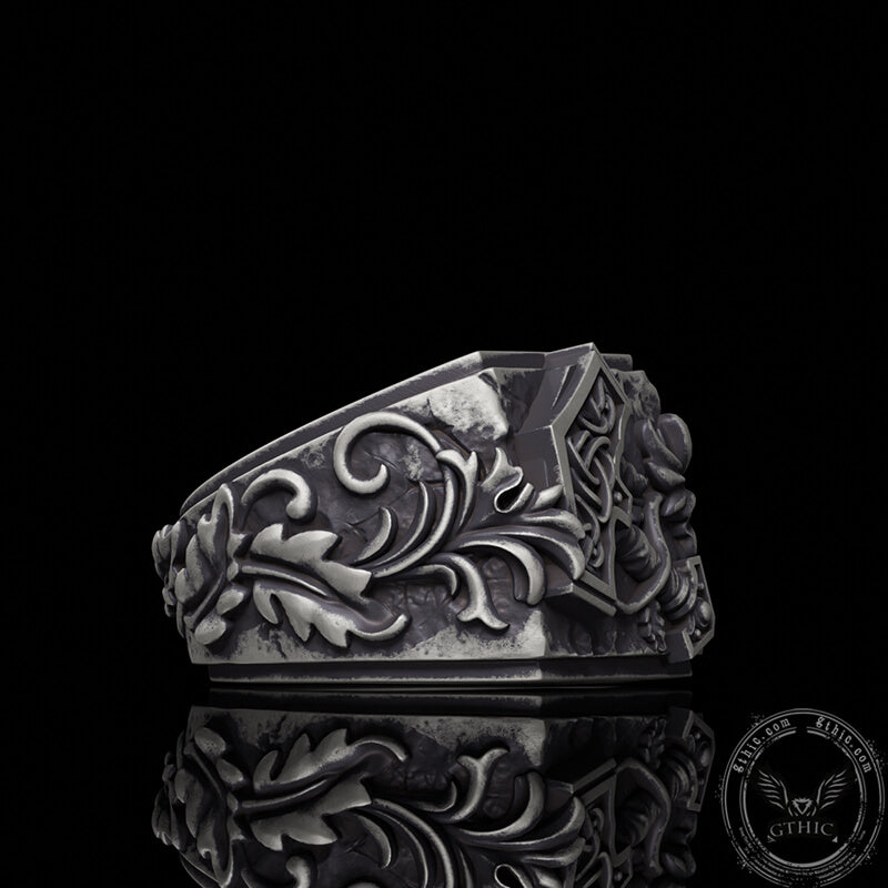 Thor���s Hammer Triquetra Sterling Silver Viking Ring