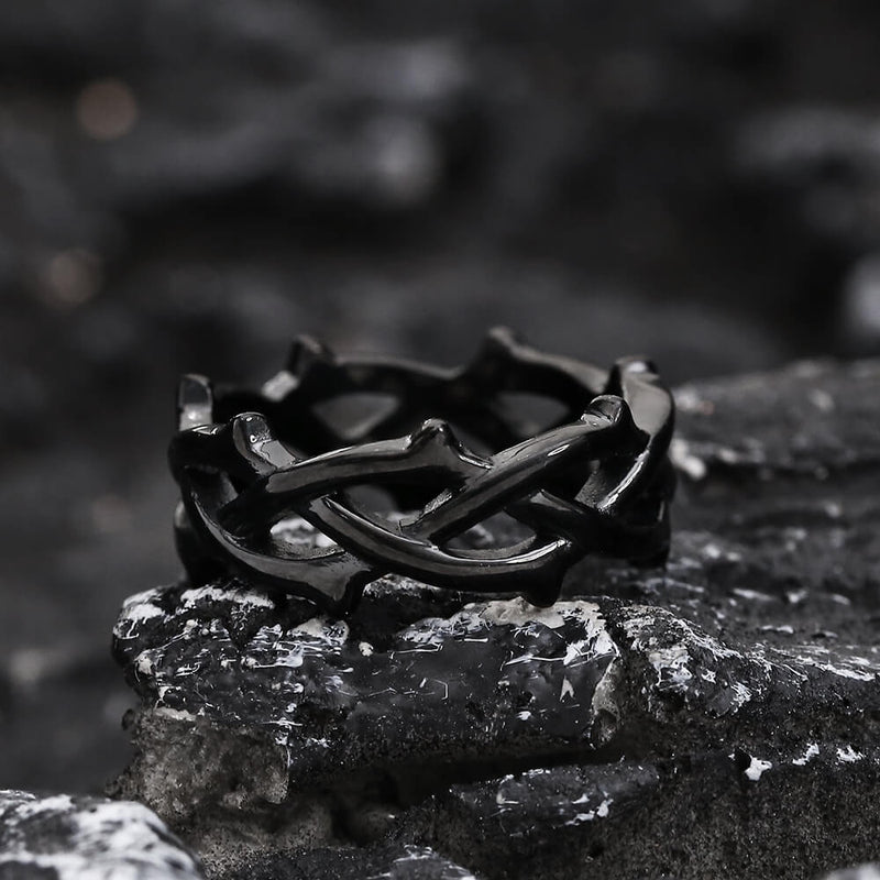 Thorn Vine Braided Stainless Steel Ring