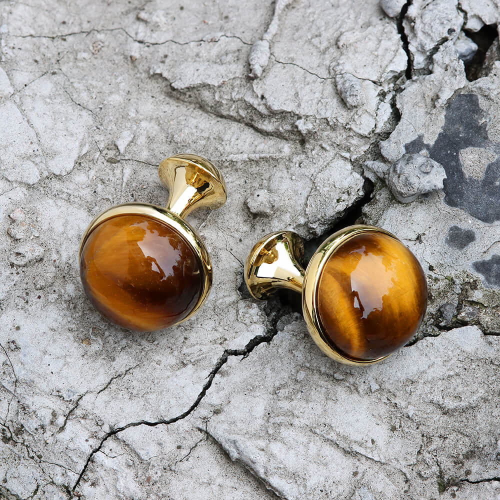 Tiger���s Eye Brass Gemstone Cufflinks
