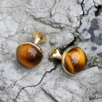 Tiger���s Eye Brass Gemstone Cufflinks