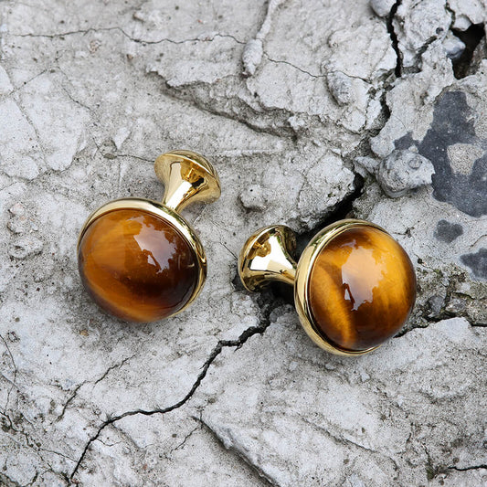 Tiger���s Eye Brass Gemstone Cufflinks