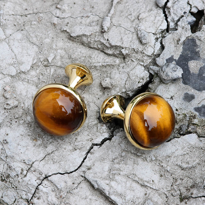 Tiger���s Eye Brass Gemstone Cufflinks