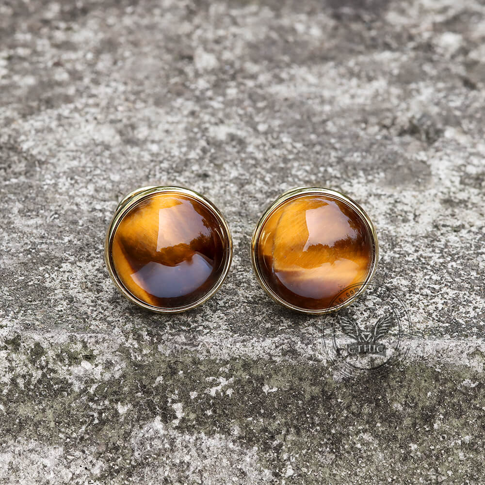 Tiger���s Eye Brass Gemstone Cufflinks