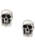 Tiny Pewter Skull Stud Earrings With Gothic Edge