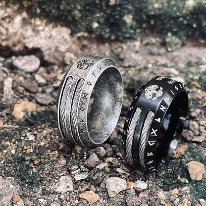 Tree of Life Viking Runes Stainless Steel Ring
