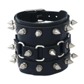 Unique Three Row Cuspidal Spikes Rivet Stud Wide Cuff / Gothic Leather Bracelet