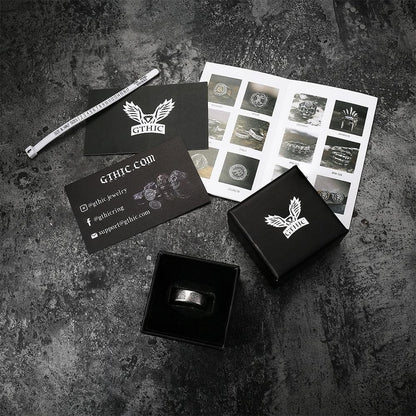 Valknut and Runes Stainless Steel Viking Ring