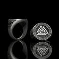 Valknut Celtic Triquetra Knot Sterling Silver Viking Ring