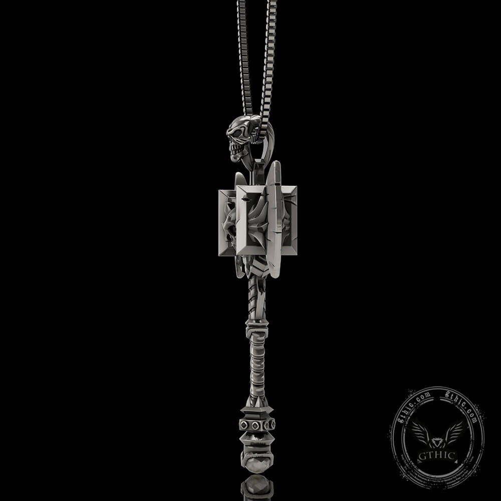 Viking Gorehowl Tomahawk Sterling Silver Skull Pendant