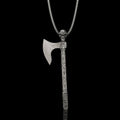 Viking Gorehowl Tomahawk Sterling Silver Skull Pendant