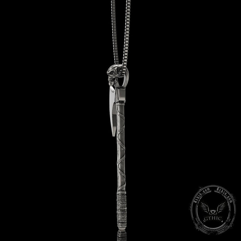 Viking Gorehowl Tomahawk Sterling Silver Skull Pendant