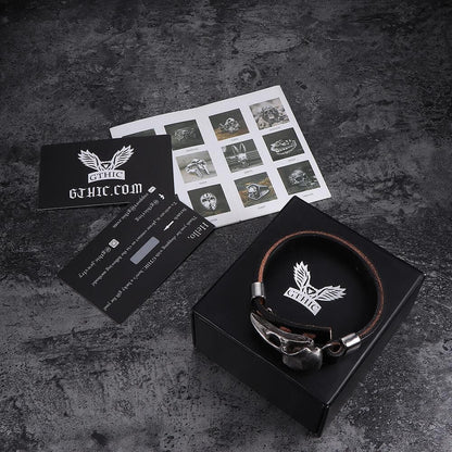Viking Crow Head Stainless Steel Bracelet