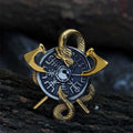 Viking Dragon Double Axe Vegvisir Stainless Steel Pendant