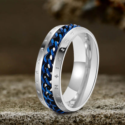 Viking Runes Chain Spinner Stainless Steel Ring