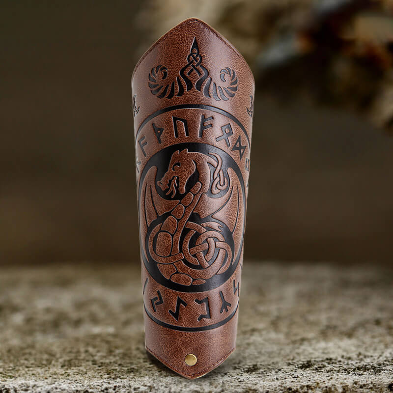 Viking Runes Flying Dragon Warrior Bracers