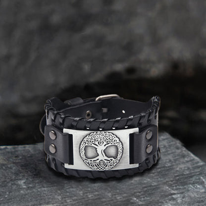 Viking Tree of Life Alloy Leather Bracelet