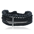 Leather Bracelets With Cross / Adjustable Wax Cord Bracelet in Rock Style