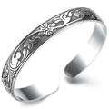 Open Bangle With Pattern / Metal Bracelet in Silver Color / Jewelry