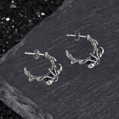 Ant Climbing a Tree Sterling Silver Earrings