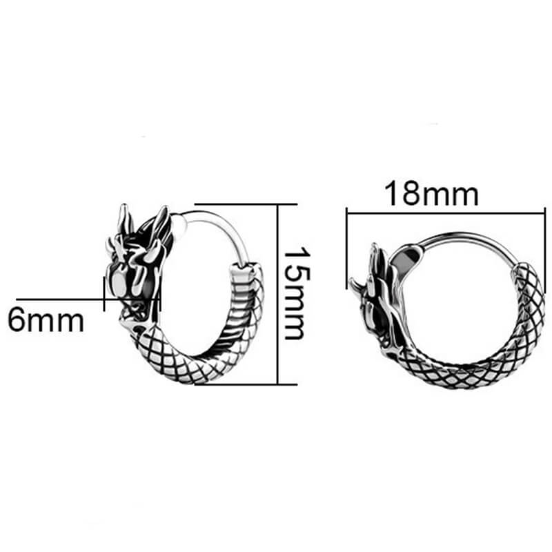 Chinese Dragon Design Stainless Steel Earrings