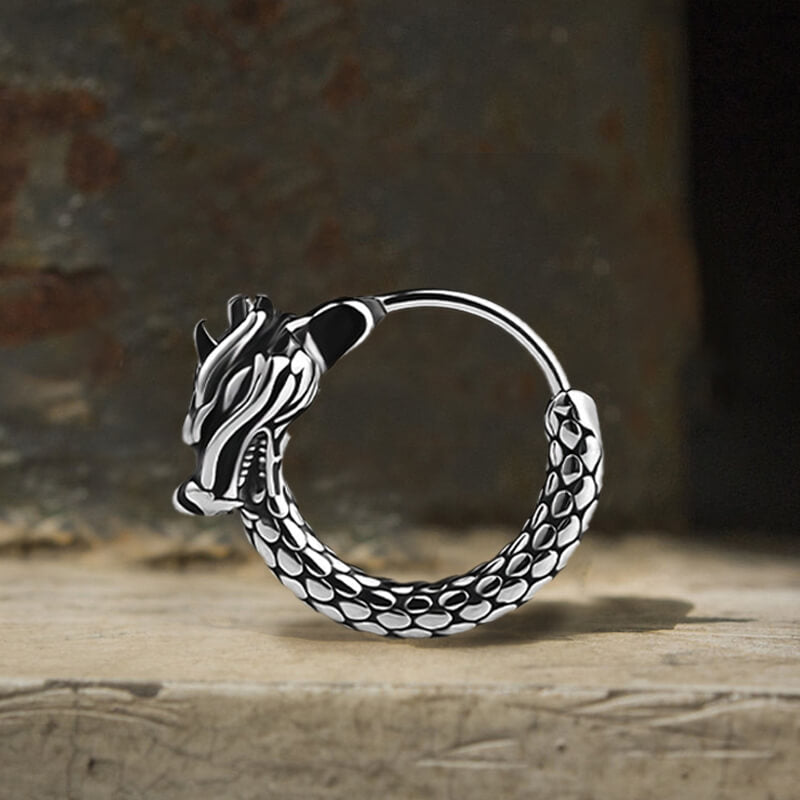 Chinese Dragon Design Stainless Steel Earrings