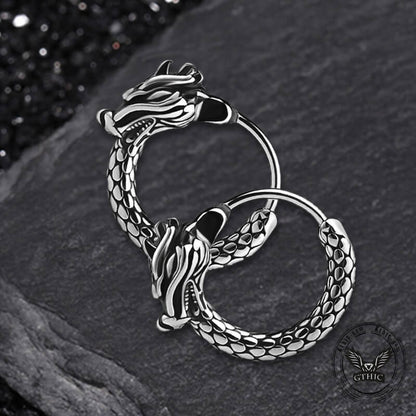 Chinese Dragon Design Stainless Steel Earrings