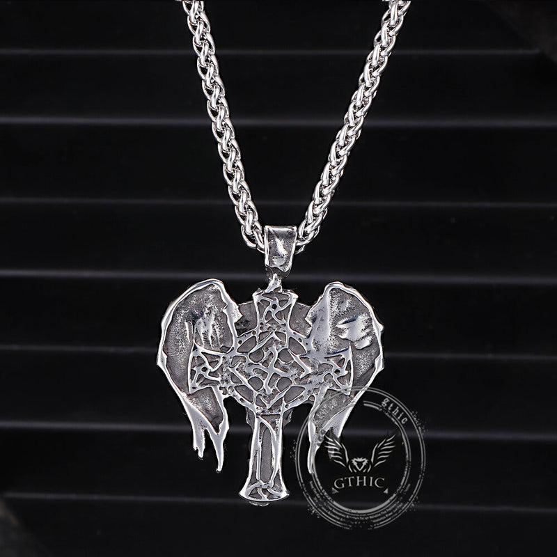 Cross Archangel Wing Amulet Stainless Steel Pendant