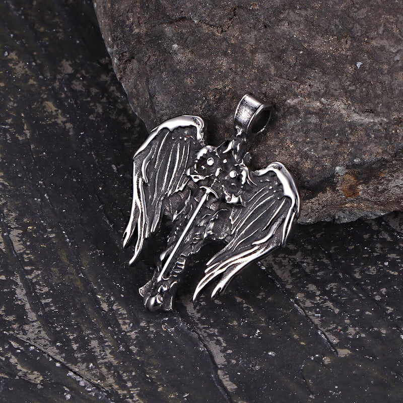 Cross Archangel Wing Amulet Stainless Steel Pendant