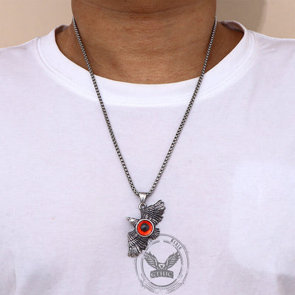 Falcon Wings Devil Eye Stainless Steel Pendant
