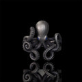 Gem Eye Octopus Tentacle Sterling Silver Marine Ring