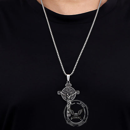 Jesus Suffering Inri Cross Stainless Steel Pendant
